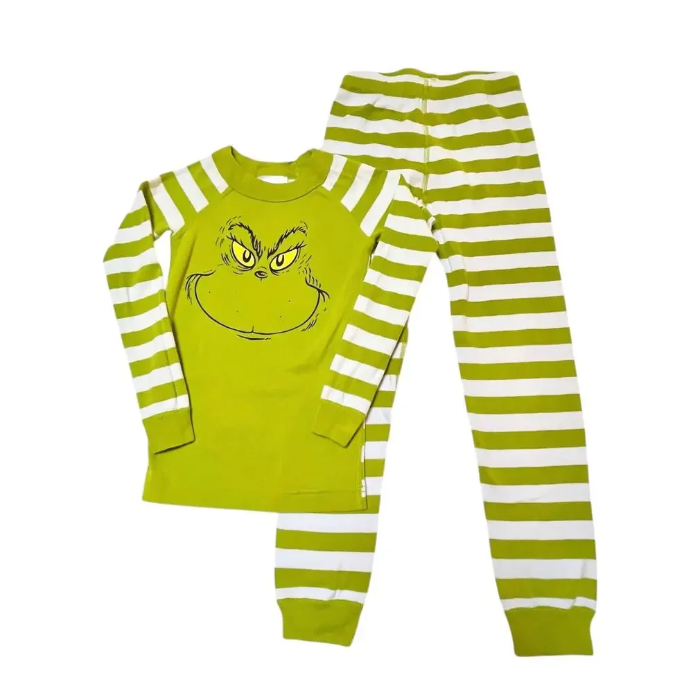 Hanna Andersson Grinch Striped PJ Set Size 5